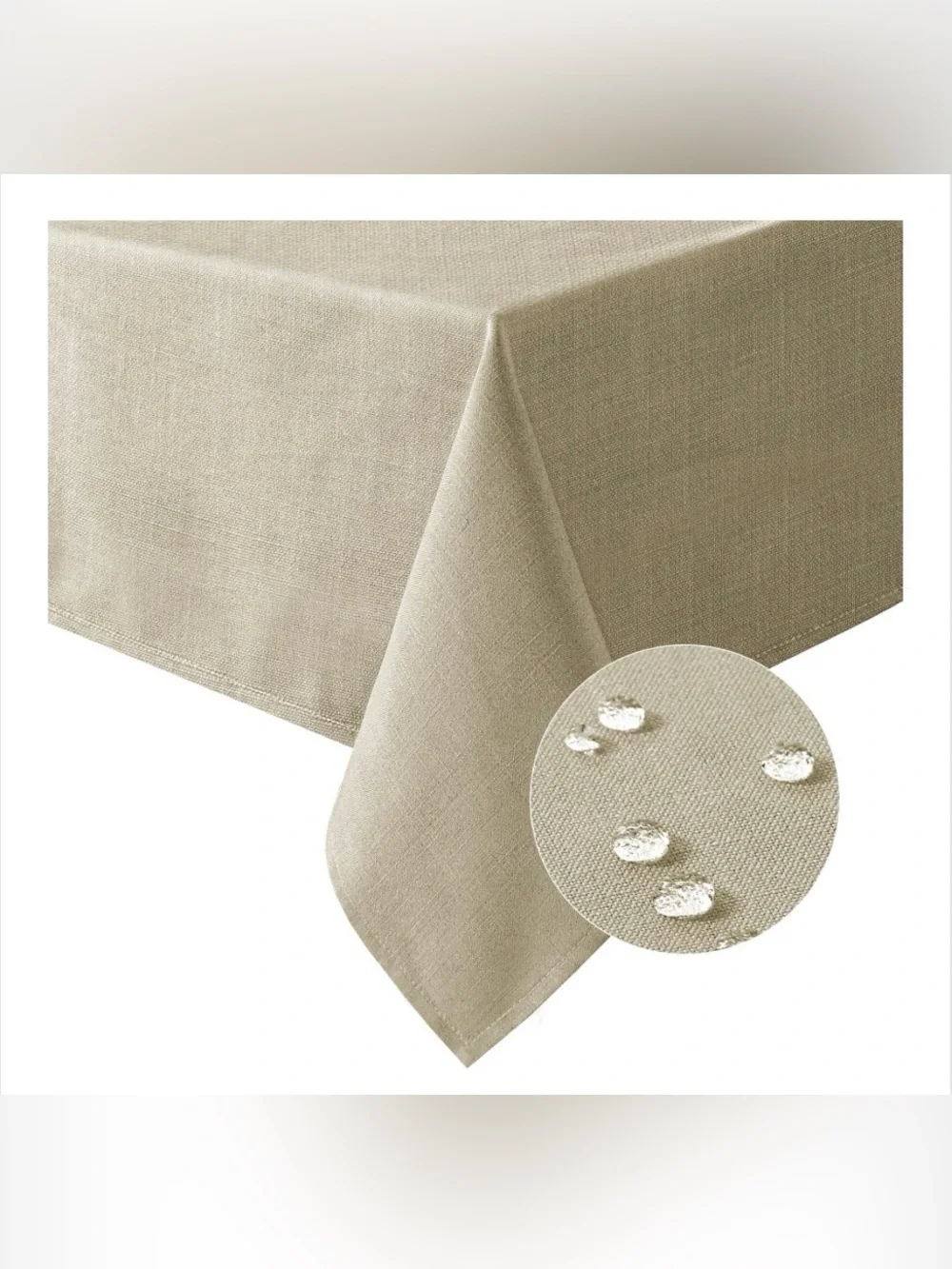TAUPE Linen Textured Tablecloth 100% Polyester Waterproof Spill-Proof 108x54”